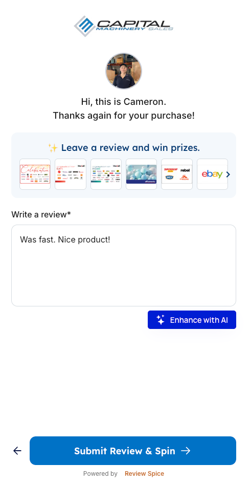 Short customer-written review: Was fast. Nice product!